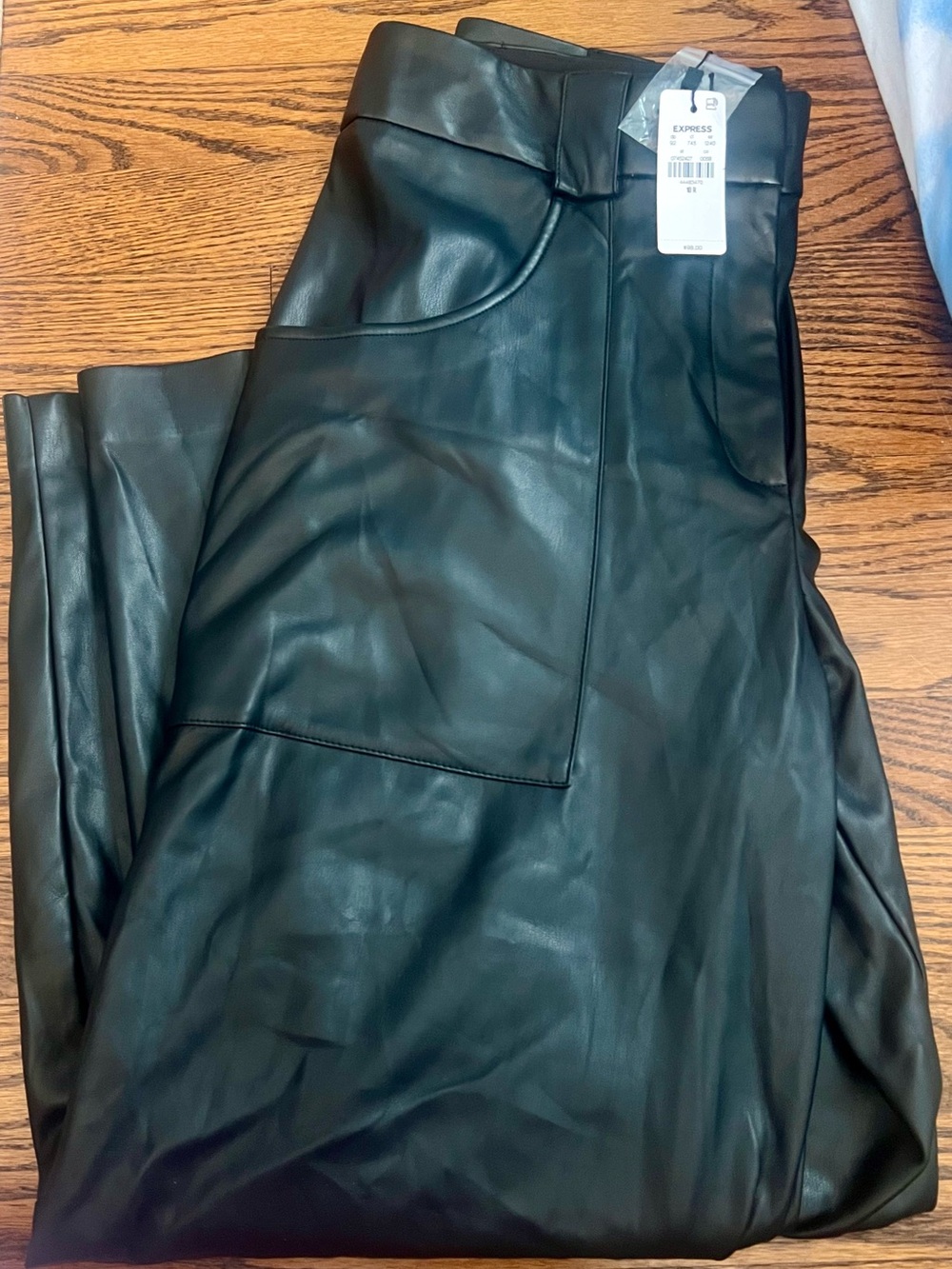 Express Black Faux Leather Wide-Leg Trousers